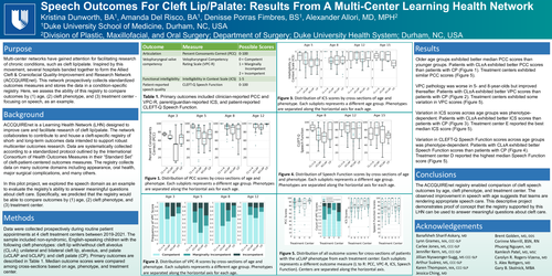 Preview of Speech Outcomes For Cleft Lip/Palate: Results From A Multi-Center Learning Health Network
