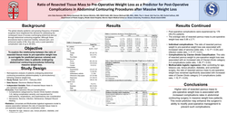 Thumbnail for Ratio Of Resected Tissue Mass To Pre-operative Weight Loss As A Predictor For Post-operative Complications In Abdominal Contouring Procedures After Massive Weight Loss