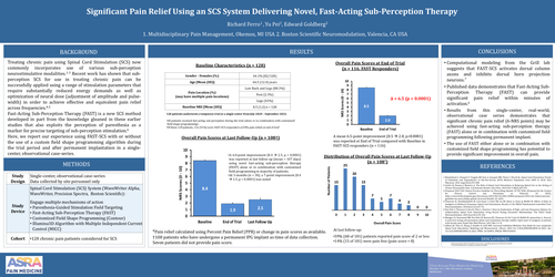 Preview of SIGNIFICANT PAIN RELIEF USING AN SCS SYSTEM DELIVERING NOVEL, FAST-ACTING SUB-PERCEPTION THERAPY