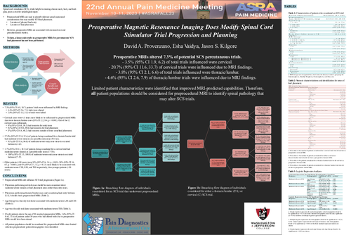 Preview of PREOPERATIVE MAGNETIC RESONANCE IMAGING DOES MODIFY SPINAL CORD STIMULATOR TRIAL PROGRESSION AND PLANNING