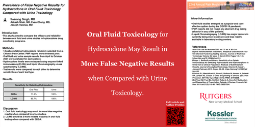Preview of PREVALENCE OF FALSE NEGATIVE RESULTS FOR HYDROCODONE IN ORAL FLUID TOXICOLOGY COMPARED WITH URINE TOXICOLOGY