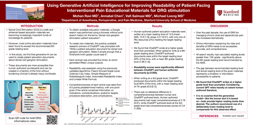 Preview of USING GENERATIVE AI TO IMPROVE PATIENT EDUCATION MATERIALS FOR INTERVENTIONAL PAIN PROCEDURES