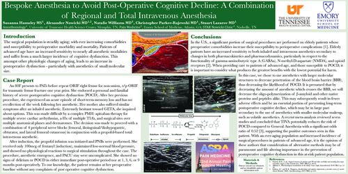 Preview of BESPOKE ANESTHESIA TO AVOID POSTOPERATIVE COGNITIVE DECLINE: A COMBINATION OF REGIONAL AND TOTAL INTRAVENOUS ANESTHESIA