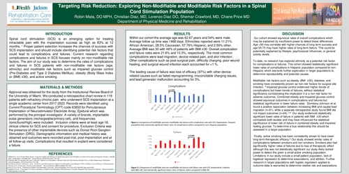 Preview of TARGETING RISK REDUCTION: EXPLORING NON-MODIFIABLE AND MODIFIABLE RISK FACTORS IN A SPINAL CORD STIMULATION POPULATION