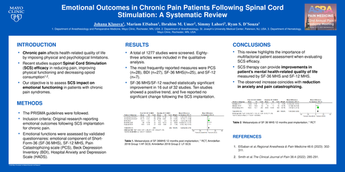 Preview of EMOTIONAL OUTCOMES IN CHRONIC PAIN PATIENTS FOLLOWING SPINAL CORD STIMULATION: A SYSTEMATIC REVIEW