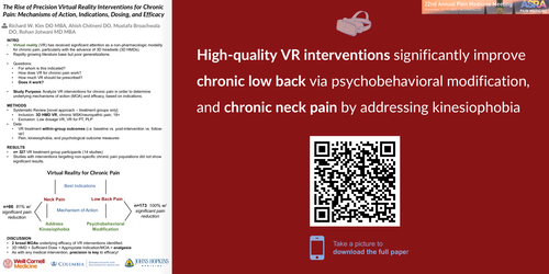 Preview of THE RISE OF PRECISION VIRTUAL REALITY INTERVENTIONS FOR CHRONIC PAIN: MECHANISMS OF ACTION, INDICATIONS, DOSING, AND EFFICACY