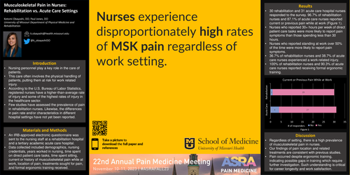 Preview of MUSCULOSKELETAL PAIN IN NURSES: REHABILITATION VS. ACUTE CARE SETTINGS