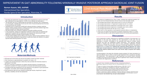 Preview of IMPROVEMENT IN GAIT ABNORMALITY FOLLOWING MINIMALLY INVASIVE, POSTERIOR APPROACH SACROILIAC JOINT FUSION