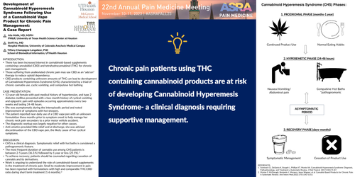 Preview of DEVELOPMENT OF CANNABINOID HYPEREMESIS SYNDROME FOLLOWING USE OF A CANNABINOID VAPE PEN FOR CHRONIC PAIN MANAGEMENT: A CASE REPORT