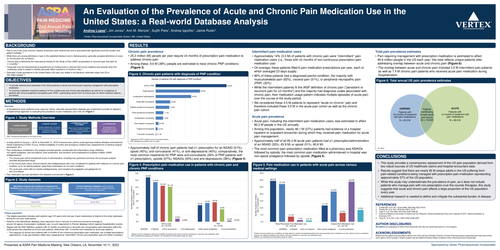Preview of AN EVALUATION OF THE PREVALENCE OF ACUTE AND CHRONIC PAIN MEDICATION USE IN THE UNITED STATES: A REAL-WORLD DATABASE ANALYSIS