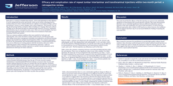 Thumbnail for EFFICACY RATE OF REPEAT LUMBAR INTERLAMINAR AND TRANSFORAMINAL INJECTIONS WITHIN TWO-MONTH PERIOD: A RETROSPECTIVE REVIEW.