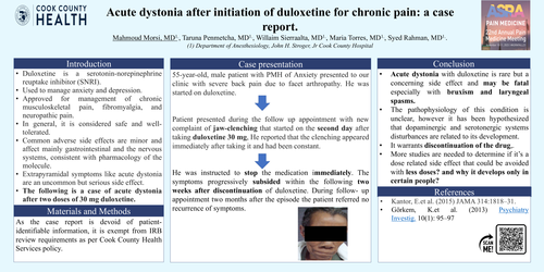 Preview of ACUTE DYSTONIA AFTER INITIATION OF DULOXETINE FOR CHRONIC PAIN: A CASE REPORT