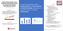 Thumbnail for PRACTICE CHARACTERISTICS OF AN OUTPATIENT PAIN MEDICINE CLINIC AT A LARGE CANCER CENTER; A RETROSPECTIVE REVIEW