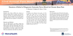 Thumbnail for DURATION OF RELIEF OF DIAGNOSTIC GENICULAR NERVE BLOCK FOR CHRONIC KNEE PAIN