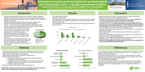 Preview of EVALUATION OF PSYCHOSOCIAL RISK FACTORS FOR PERSISTENT OPIOID USE IN A TRAUMA PAIN CLINIC – A QUALITY IMPROVEMENT INITIATIVE