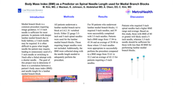 Thumbnail for BODY MASS INDEX (BMI) AS A PREDICTOR ON SPINAL NEEDLE LENGTH USED FOR MEDIAL BRANCH BLOCKS