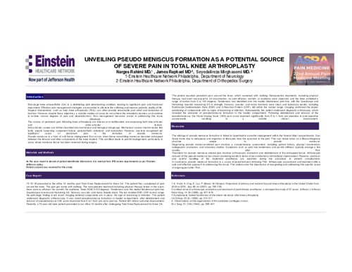 Preview of UNVEILING PSEUDO MENISCUS FORMATION AS A POTENTIAL SOURCE OF SEVERE PAIN IN TOTAL KNEE ARTHROPLASTY