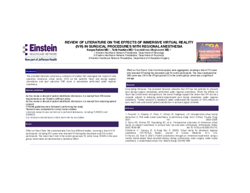 Preview of REVIEW OF LITERATURE ON THE EFFECTS OF IMMERSIVE VIRTUAL REALITY (IVR) IN SURGICAL PROCEDURES WITH REGIONAL ANESTHESIA