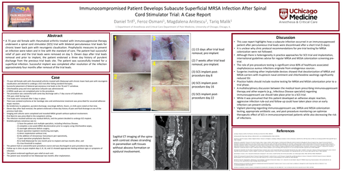 Preview of IMMUNOCOMPROMISED PATIENT DEVELOPS SUBACUTE SUPERFICIAL MRSA INFECTION AFTER SPINAL CORD STIMULATOR TRIAL: A CASE REPORT