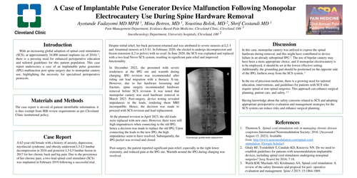 Preview of A CASE OF IMPLANTABLE PULSE GENERATOR (IPG) DEVICE FAILURE FOLLOWING MONOPOLAR ELECTROCAUTERY USE DURING SPINE HARDWARE REMOVAL.