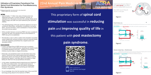 Preview of UTILIZATION OF PROPRIETARY PARESTHESIA FREE SPINAL CORD STIMULATION FOR POST-MASTECTOMY PAIN SYNDROME