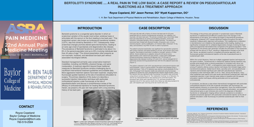 Preview of BERTOLOTTI SYNDROME .... A REAL PAIN IN THE LOW BACK: A CASE REPORT & REVIEW ON PSEUDOARTICULAR INJECTIONS AS A TREATMENT APPROACH