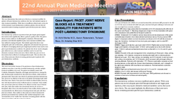 Thumbnail for FACET JOINT NERVE BLOCKS AS A TREATMENT MODALITY FOR PATIENTS WITH POST-LAMINECTOMY SYNDROME