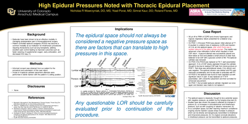 Preview of HIGH EPIDURAL PRESSURES NOTED WITH THORACIC EPIDURAL PLACEMENT