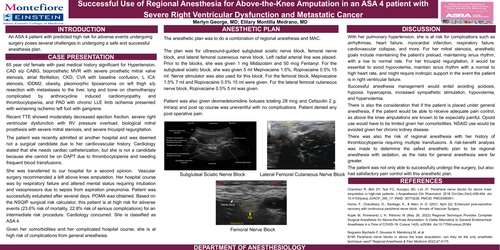 Preview of SUCCESSFUL USE OF REGIONAL ANESTHESIA IN AN ASA 4 PATIENT WITH SEVERE RIGHT VENTRICULAR DYSFUNCTION AND METASTATIC CANCER