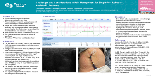 Preview of CHALLENGES AND CONSIDERATIONS IN PAIN MANAGEMENT FOR SINGLE-PORT ROBOTIC-ASSISTED LOBECTOMY: A CASE REPORT