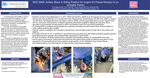 Preview of AXILLARY BLOCK IN SITTING POSITION FOR URGENT AV FISTULA REVISION IN AN UNSTABLE PATIENT