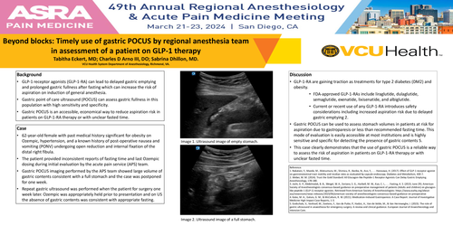 Preview of BEYOND BLOCKS: TIMELY USE OF GASTRIC POCUS BY REGIONAL ANESTHESIA TEAM IN ASSESSMENT OF A PATIENT ON GLP-1 THERAPY