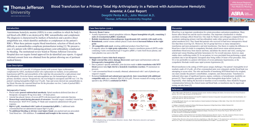 Preview of BLOOD TRANSFUSION FOR A PRIMARY TOTAL HIP ARTHROPLASTY IN A PATIENT WITH AUTOIMMUNE HEMOLYTIC ANEMIA: A CASE REPORT