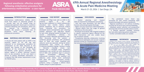 Preview of REGIONAL ANESTHESIA: EFFECTIVE ANALGESIA FOLLOWING EMBOLIZATION PROCEDURE FOR ARTERIOVENOUS MALFORMATION - A CASE REPORT