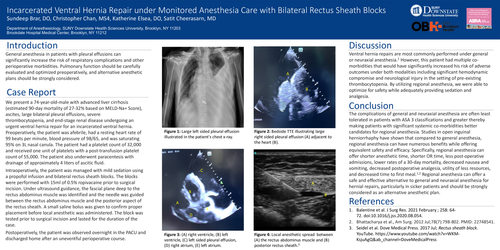 Preview of INCARCERATED HERNIA REPAIR UNDER MONITORED ANESTHESIA CARE WITH BILATERAL RECTUS SHEATH BLOCKS