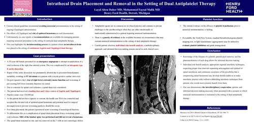 Preview of MANAGEMENT OF A PATIENT REQUIRING INTRATHECAL DRAIN PLACEMENT AND REMOVAL IN THE SETTING OF DUAL ANTIPLATELET THERAPY