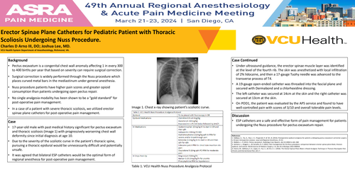 Preview of ERECTOR SPINAE PLANE CATHETERS FOR PEDIATRIC PATIENT WITH THORACIC SCOLIOSIS UNDERGOING NUSS PROCEDURE.