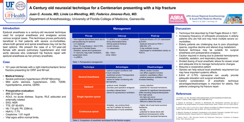 Preview of A CENTURY OLD NEURAXIAL TECHNIQUE FOR A CENTENARIAN PRESENTING WITH A HIP FRACTURE