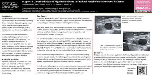 Preview of DIAGNOSTIC ULTRASOUND-GUIDED REGIONAL BLOCKADE TO FACILITATE PERIPHERAL SCHWANNOMA RESECTION