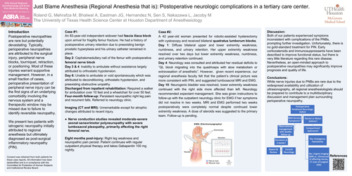 Preview of JUST BLAME ANESTHESIA (REGIONAL ANESTHESIA THAT IS): POSTOPERATIVE NEUROLOGIC COMPLICATIONS IN A TERTIARY CARE CENTER.