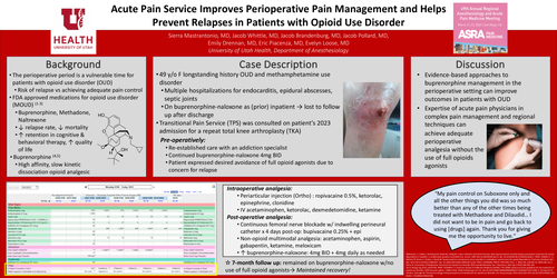 Preview of ACUTE PAIN SERVICE IMPROVES PERIOPERATIVE PAIN MANAGEMENT AND HELPS PREVENT RELAPSES IN PATIENTS WITH OPIOID USE DISORDER