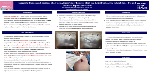 Preview of SUCCESSFUL DRAINAGE OF A THIGH ABSCESS UNDER FEMORAL BLOCK IN A PATIENT WITH SUBSTANCE USE AND HISTORY OF SEPTIC ENDOCARDITIS