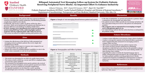 Preview of BILINGUAL TEXT MESSAGE FOLLOW UP SYSTEM FOR PEDIATRIC PATIENTS RECEIVING NERVE BLOCKS: AN IMPORTANT EFFORT TO ENHANCE INCLUSIVITY