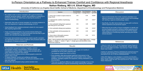 Preview of EFFECTIVENESS OF IN-PERSON ORIENTATION IMPROVING TRAINEE COMFORT AND CONFIDENCE WITH PERFORMING REGIONAL ANESTHESIA