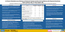 Thumbnail for EFFECTIVENESS OF IN-PERSON ORIENTATION IMPROVING TRAINEE COMFORT AND CONFIDENCE WITH PERFORMING REGIONAL ANESTHESIA