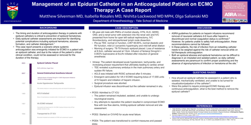 Preview of MANAGEMENT OF AN EPIDURAL CATHETER IN AN ANTICOAGULATED PATIENT ON ECMO THERAPY; A CASE REPORT.