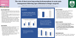 Thumbnail for THE ROLE OF SHORT-TERM LONG-ACTING HYDROMORPHONE IN ACUTE PAIN MANAGEMENT FOLLOWING OPEN ABDOMINAL UROLOGIC SURGERIES