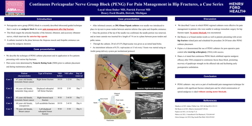 Preview of CONTINUOUS PERICAPSULAR NERVE GROUP BLOCK (PENG) FOR PAIN MANAGEMENT IN HIP FRACTURES, A CASE SERIES