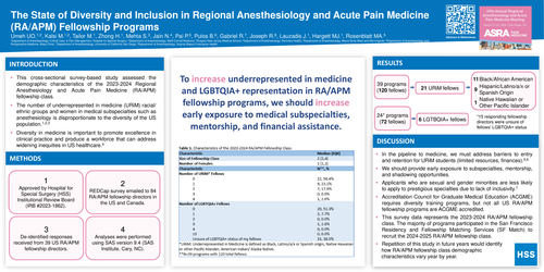 Preview of THE STATE OF DIVERSITY AND INCLUSION IN REGIONAL ANESTHESIOLOGY AND ACUTE PAIN MEDICINE (RA/APM) FELLOWSHIP PROGRAMS