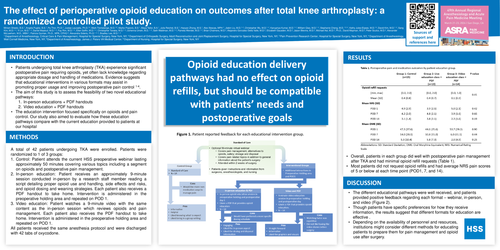Preview of THE EFFECT OF PERIOPERATIVE OPIOID EDUCATION ON OUTCOMES AFTER TOTAL KNEE ARTHROPLASTY: A RANDOMIZED CONTROLLED PILOT STUDY